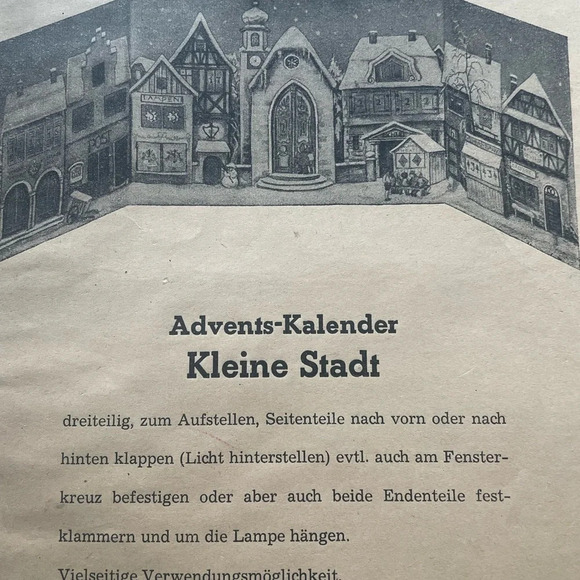 Vintage German paper advent Calendar in original sleeve 1950s - Picture 3 of 7